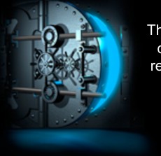 The Black Vault logo - vault door icon