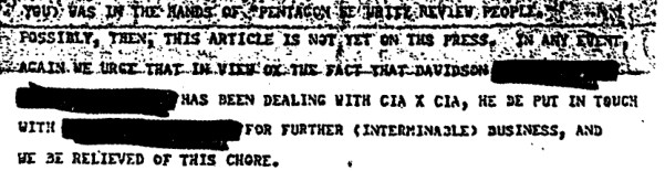 Heavily redacted section concerning article publication and press matters